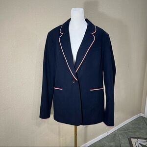 BODEN Lilah Tipped Blazer Jacket NAVY  Sz 16R Business Casual Preppy Accademia